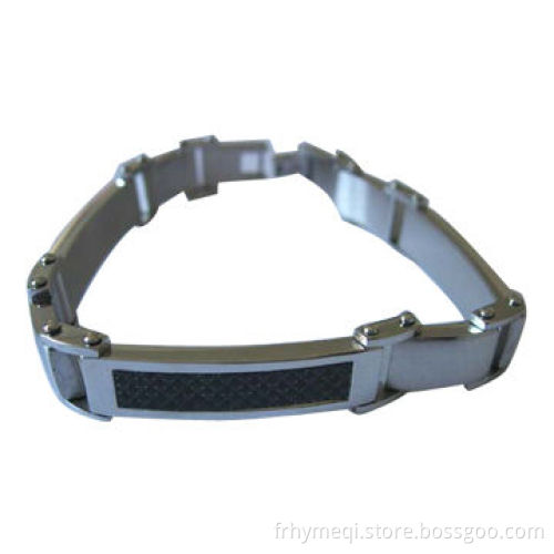 Steel bracelets with black enamel